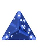 Triangle sew-on stone flat 3 hole 12mm Sapphire