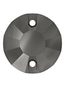 Rose sew-on stone flat 2 hole 8mm Jet Hematite