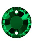 Rose sew-on stone flat 2 hole 8mm Emerald
