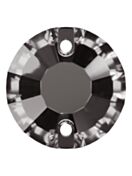 Rose sew-on stone flat 2 hole 10mm Black Diamond