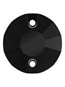 Rose sew-on stone flat 2 hole 10mm Jet