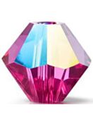 Bicone Crystal Bead 6mm Fuchsia Glitter