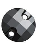 Chessboard Circle sew-on stone 2 hole 14mm Jet