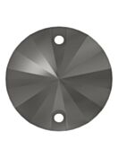Rivoli sew-on stone flat 2 hole 12mm Jet Hematite