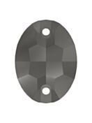 Oval sew-on stone flat 2 hole 10x7mm Jet Hematite