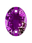 Oval sew-on stone flat 2 hole 10x7mm Amethyst