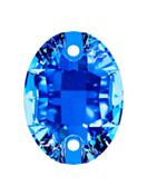 Oval sew-on stone flat 2 hole 10x7mm Capri Blue