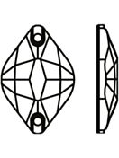 Lemon sew-on stone flat 2 hole 18x12mm Jet Hematite