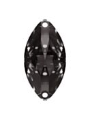 Navette sew-on stone flat 2 hole 12x6mm Black Diamond
