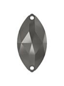 Navette sew-on stone flat 2 hole 12x6mm Jet Hematite