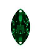 Navette sew-on stone flat 2 hole 12x6mm Emerald