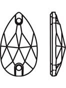 Pearshape sew-on stone flat 2 hole 18x10.5mm Crystal Unfoiled