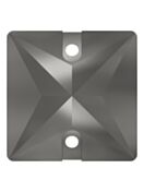 Square sew-on stone flat 2 hole 12mm Jet Hematite