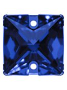 Square sew-on stone flat 2 hole 12mm Sapphire