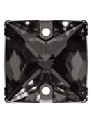Square sew-on stone flat 2 hole 14mm Black Diamond