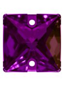 Square sew-on stone flat 2 hole 16mm Amethyst