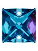Square sew-on stone flat 2 hole 16mm Dark Aquamarine