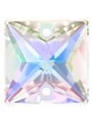 Square sew-on stone flat 2 hole 22mm Crystal AB