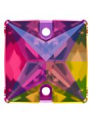 Square sew-on stone flat 2 hole 22mm Crystal Vitrail Medium