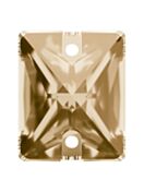 Baguette sew-on stone flat 2 hole 14x10mm Crystal Golden Shadow
