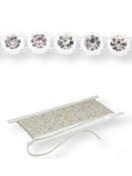 Plastic Rhinestone Banding ss29 (6.8mm) 1 row, Crystal F (C00030), White plastic base, White threads