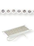 Plastic Rhinestone Banding ss19 (5.3mm) 1 row, Crystal F (C00030), White plastic base, White threads