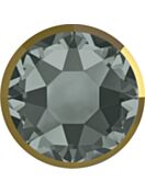 (RETURNED GOODS) Xirius Rose Rimmed Hotfix Rhinestone ss16 Black Diamond & Dorado Z A HF