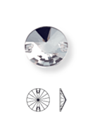 Rivoli sew-on stone flat 2 hole 18mm Black Diamond F