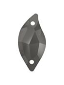 Leaf sew-on stone flat 2 hole 20x10mm Jet Hematite