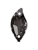 Leaf sew-on stone flat 2 hole 30x14mm Black Diamond