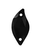 Leaf sew-on stone flat 2 hole 30x14mm Jet