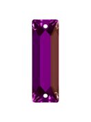 Baguette sew-on stone flat 2 hole 18x6mm Amethyst