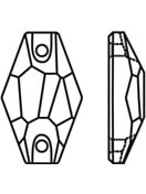 Hexagon sew-on stone flat 2 hole 28x17mm Jet Hematite